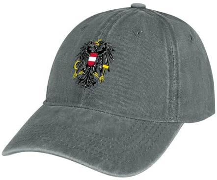 DLERFLOVR Baseball Cap Unisex, Österreichische Flagge Baumwolle Baseball Mützen Staatswappen Washed Baumwolle Baseballkappe Verstellbare Sonnenschutz Basecap