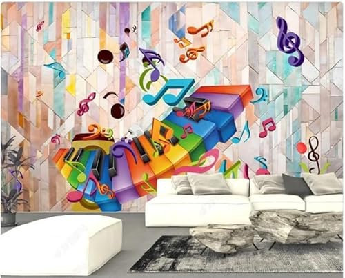 XLMING Art Musical Mural Stéréoscopique En Briques Multicolores 3D Papier Peint Intissé Salle à Manger Bureau D'étude Canapé Chambre Salon TV Mur-430cm×300cm