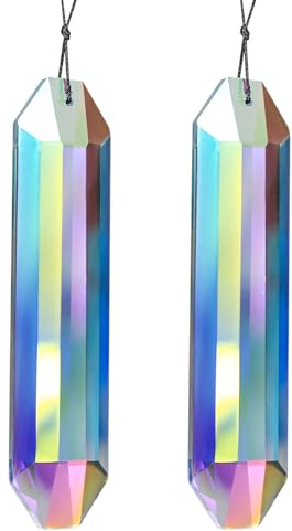 2 Pcs Atrapasoles Cristal Colgante Prisma Transparente, Atrapasol Cristal Colgantes de Cristals Hexagonales, para Decoración de Ventanas Jardín Hogar Interior Exterior Casa, con Cuerdas