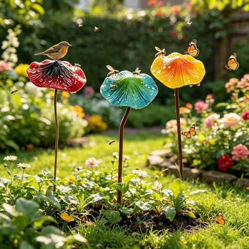 Herbstdeko Herbst Dekoration Pilze Deko Gartendeko für Draußen Wetterfest | Herbstdeko Draußen,Feengarten Gartenstecker, Gartendekoration Plugin Metall,Rasendekoration, Erdspieß für Blumenbeet