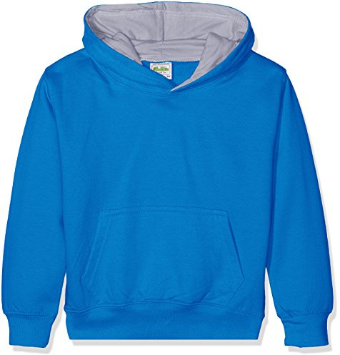 AWDis Boy's KIDS VARSITY HOODIE Hoodie, Multicoloured (Sapphire Blue/Heather Grey), X-Large (Manufacturer Size: 12/13 Y)