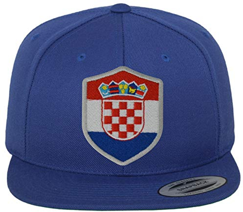 FanShirts4u Classic Snapback KROATIEN mit Wappen Baseball Cap (blau/Wappen silber)