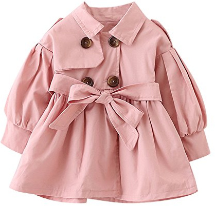 Chic-Chic Veste Coup-Vent Enfant Fille Blouson Blazar Manches Longues Automne Printemps Veste à Ceinture Cap Manteau