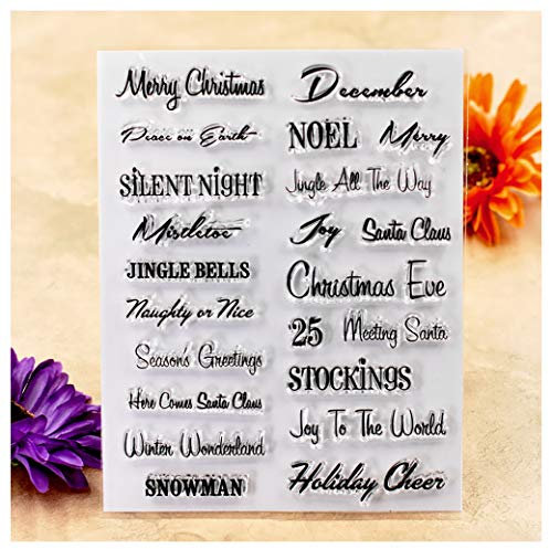 Kwan Crafts Transparente Stempel mit Aufschrift „Merry Christmas“, Schneemann-Motiv, Weihnachtsgrüße für Kartengestaltung, Dekoration und Bastelarbeiten