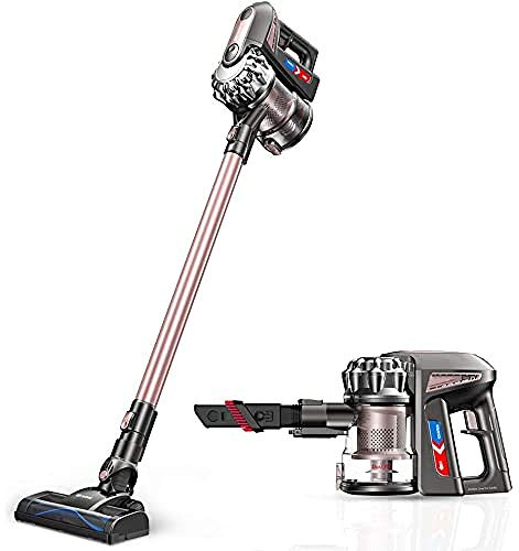 Proscenic Aspiradora de Escoba inalámbrica P8 Plus, 2 en 1 aspiradora, 15000 Pa, 2 velocidades modurable, silencioso y Ultraligero, Acero Inoxidable 18/8, Rojo Claro
