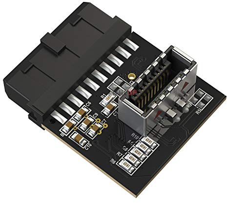 LINKUP - [Active Chip USB 3.0 (3.2 Gen 1) Internal IDC 20 Pin Motherboard Header to A-Key (Type-E) 20 Pin Female Converter for Type C Panel Mount Adapter