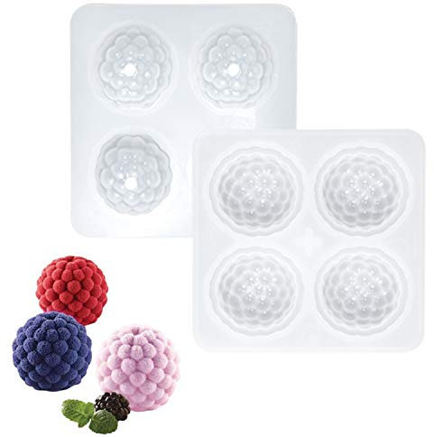 OCPO KITCHEN Silikonformen Backen 3D, Himbeere Mousse-Kuchenform Silikon, Silikon-Muffin Kuchenformen, Silikon 3D Kuchenformen für Schokolade Chiffon Eis Dessert Backwaren DIY (4 Mulden)