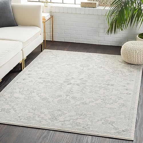Livabliss Asmara Vintage Teppich groß - Teppich Wohnzimmer 120x170 cm, Esszimmer, Schlafzimmer - Orientalischer Teppich Boho Style - Carpet Living Room, Bunter Muster, Hellgrau