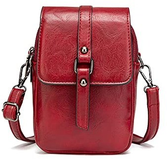 myfriday Vintage Umhängetasche für Damen Kleine Schultertasche Handtasche Messenger Bag Handytasche mit 2 Haupttaschen & Kopfhörerloch