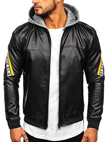 BOLF Uomo Giacca in pelle Aviatore Giacca mezza stagione in pelle sintetica cerniera zip stile casual Mix 4D4