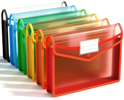 ABC life 6 Pack Plastic File Folder, Colorful File Folder Organizer