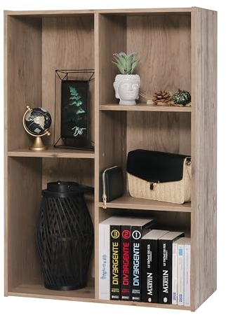 Iris Ohyama Estantería de Cubos de 5 Compartimentos,60cm Ancho, Marrón Ceniza, Exposición, Modular, Almacenamiento, para Sala de Estar, Habitación, Oficina, Librería, Montaje Fácil, CX-23C