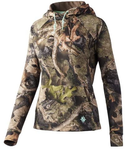 Nomad womens Utility Hoodie | Mid-Weight Water Resistant Hunting Fleece, Mossy Oak Droptine Camo, Large