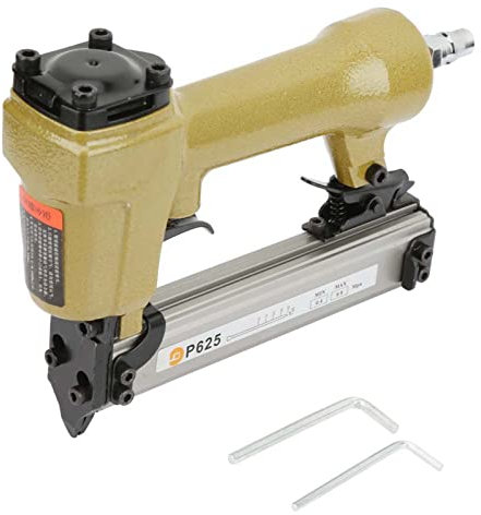 P625 Nailer Stapler, 60-100 psi Solid Pneumatic Stapler Pneumatic Air Pin Nailer Air Nail Gun with 2 Hex Wrench for Furniture Decoration Woodworking, Spring Steel 100PCS