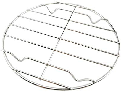 Grille de refroidissement ronde en acier inoxydable - 20 cm - Pour viande, poisson, légumes, gâteaux, pizzas, pour la cuisson, le refroidissement, le barbecue, passe au lave-vaisselle