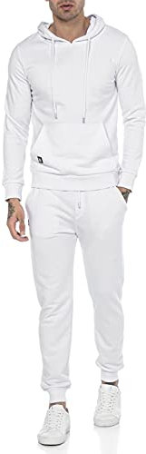 RED BRIDGE Tuta da uomo Pantalone e Felpa con cappuccio Set da jogging Basic Verde Bianco M