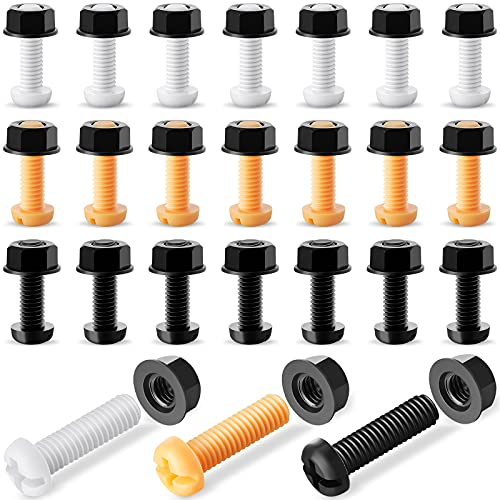 Fri 24 Sets Plastic License Plate Screws Mixed Color Screw Caps Car Number Bolts Nuts Yellow Plate Bolts Auto License Plate Screws for Car Auto Motorcycle Supplies