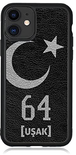 aina Kompatibel mit iPhone 12 Pro Hülle Leder Case Schwarz Türkei Flagge 64 Usak Lederhülle Cover Türkiye Handyhülle