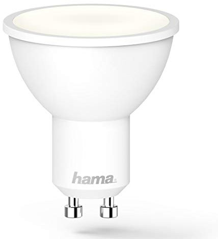 Hama WLAN LED Lampe GU10 (Smart Home Lampe 5,5W Reflektorlampe, dimmbar, warmweiß bis kaltweiß, WIFI LED Lampe mit Sprachsteuerung und App, kompatibel mit Alexa, Google, Siri, Apple, kein Hub nötig)