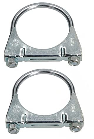 KOTARBAU® 2er Set Bügelschelle 65mm Auspuffschelle Rohrschelle Rohrbügelschelle U-Bolzen für Montage von Antennen Rohren Masten Universalschelle für Rohrverbindungen Silver