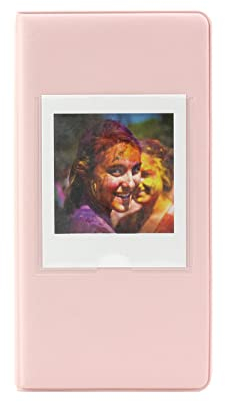MUZIRI KINOKOO Mini Photo Album PVC Leather Wallet Album Compatible For Fuji Instax SQUARE SQ1 SQ20 SQ10 SQ6 Fuji Camera Share SP-3 Pictures Holder 64 Pockets (Pink)
