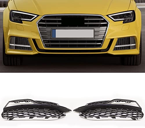 HZTWFC un par de parrillas negras brillantes parachoques delantero derecho izquierdo luz antiniebla rejillas de malla para Audi A3 s-line 2014 2015 2016 para A3 S3 2013-2017