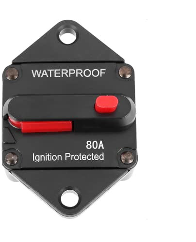 Interruttore Automatico per Auto,DC12-48V Interruttore di Circuito Automatico Impermeabile con Ripristino Manual,Fusibile di ripristino interruttore automatico per Auto Marine barche Camper (80A)