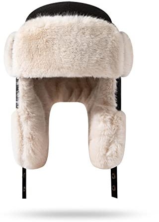 Clakllie Fellmütze Kunstfellmütze Russisch Bomber Hut Wintermütze mit Ohrenklappe Winddicht Warme Fliegermütze Pilotenmütze Dick Russenmütze Pelzmütze Trappermütze Ushanka Chapka Kunstpelz Mütze