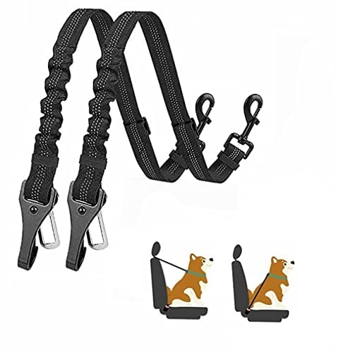 Dog Seat Belt, 2 Different Attachments For Car Seat Belt And ISOFIX, Elastic Seat Belt For Dogs Safe In Car, Restrain Puppy Whilst Driving (2Pc/Set)