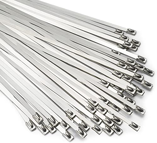 Metall-Kabelbinder, 30 cm, 200 Stück, 304 Edelstahl, strapazierfähig, Mehrzweck-Kabelbinder für Maschinen, Fahrzeuge, Auspufffolie, Bauernhöfe, Rohre, Dächer, Kabel und Zaun im Freien