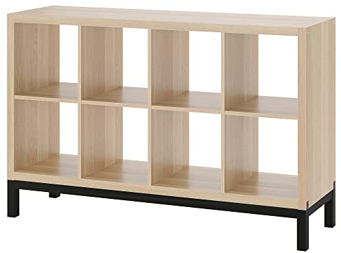 IKEA KALLAX Regal mit Untergestell 147x94 cm weiß gebeizt Eiche Optik schwarz