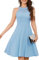 Bbonlinedress Robe de Soirée Cocktail Femme Courte Lingne A Halter Vintage pour Fête Bal Guinguette Anniversaire Mariage invité Blue XL