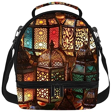 GIAPB Bolsa de almuerzo para mujeres,bolsa de almuerzo para hombres,lonchera aislada,lonchera para adultos,Lámparas retro abstractas