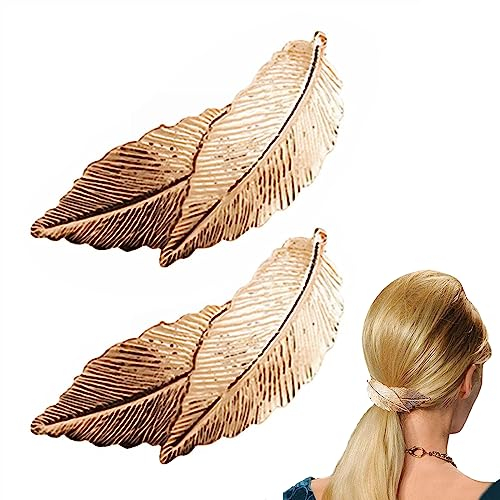 Vintage Blatt Haarspange, 2 Stück Metall Barrette, Minimalistisch Legierung Clip, Exquisite Haarzubehör Für Frauen Und Mädchen (Gold)