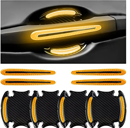 JNNJ 8 Stück Autotür Griffe Aufkleber, Türgriff Schutzfolie Für Griffmulden, Auto Türgriff Lackschutzfolie, Autotürgriff Tasse Lack Kratzschutz Abdeckungen(Gelb)