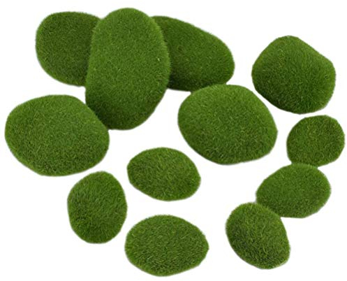 Verdant Touch Mooskugel, 12 Stück, künstliche Moossteine, Mooskugel, klein, mittelgroß, Moosfelsen, grüne Mooskugeln, dekoratives Simulationsmoos für Blumentopf, Garten