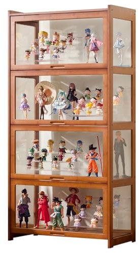 JSLJJBD Acryl Vitrine Sammlervitrine Bücherregal Mit Türen Display Case Auf Vier Seiten Transparent, Design Mit Aufklappbarer Schwebeschranktür, Starke Tragfähigkeit 70 * 34 * 140cm Brown