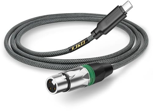 J&D Cable de audio USB C a XLR para Micrófono para Grabación de Audio, Micrófono Dinámico, Cable de Micrófono Trenzado USB C a XLR Compatible con la Serie iPhone 15/16, 3 m