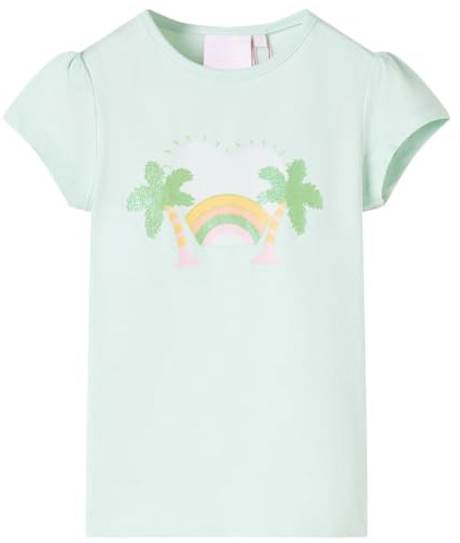 Kinder T-Shirt Rundhalsausschnitt Kurzarmshirt Kindershirt Helles Minzgrün 104