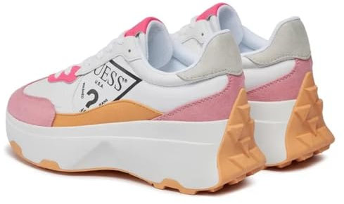 GUESS Sneakers Bianco Rosa con Fondo Alto 6cm - 36
