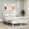 ARKEM Massivholzbett mit Kopfteil Bettgestell Bed Frame Holzbett Kopfteil Bett Schlafzimmer Bett Massivholzbetten Weiß 140x200 cm - 3192557
