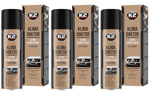 K2 Limpiador Aire Acondicionado Coche Higienizante A/C Pack de 3 - Limpieza y Desinfeccion Eliminador Olores - Limpia y Refresca - 500 ml
