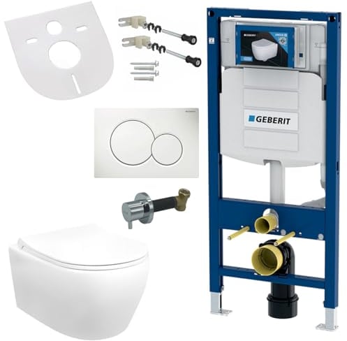 Geberit Hänge Wand Dusch WC Spülrandlos Toilette Taharet/Bidet Ventil Vorwandelement Set