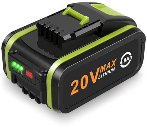 4.0Ah 20V Battery for Worx, ASUNCELL Li-ion Replacement Battery for Worx 20V WA3551, WA3551.1 WA3553 WA3553.2 WA3641 WG629E WG546E WU268 WX166.4 Compatible with Worx 20V Cordless Power Tools