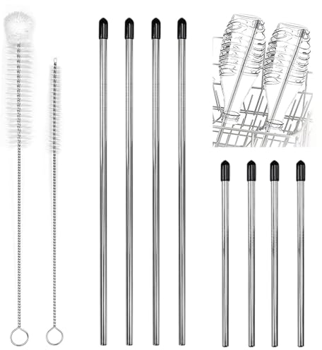 8 Stück Flaschen Spülmaschineneinsatz, Spülmaschinen Flaschenhalter Spülmaschineneinsatz Flaschen Edelstahl Flaschenhalter für Spülmaschine mit Silikonkappe, 2 Längen, 15.5cm, 27cm