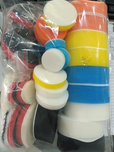 44 pièces Tampon de polissage, 25mm 50mm 80mm polissage Pad, Kit de Polissage, lustrage, éponge polissage, Laine De Polissage Cirage avec adaptateur M14 pour polisseuse de voiture