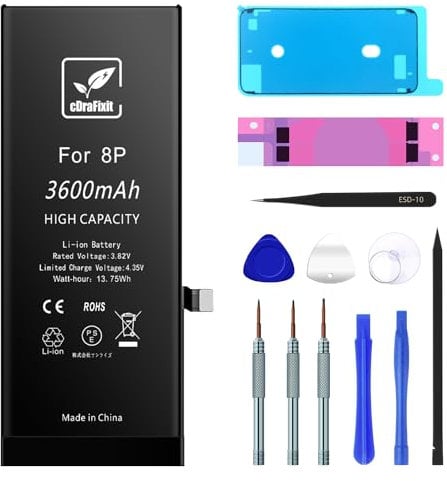 Battery for iPhone 8 Plus, 3600 mAh, Replacement Battery with High Capacity and All Repair Tools, Battery Compatible with 8 Plus