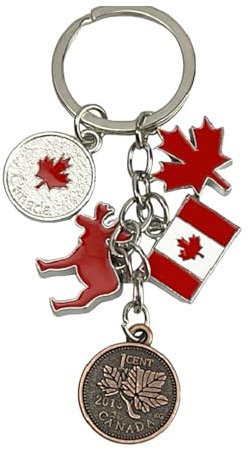 Schlüsselanhänger Kanada USA – Schlüsselanhänger aus Alaska mit rotem Elch, Ahornblatt und kanadischer Flagge, Schlüsselzubehör für Liebhaber aus Kanada, USA, Reisen usw. – Unisex-Schlüsselanhänger