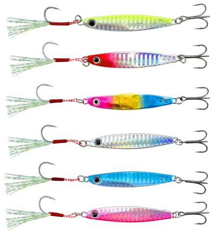 6 PCS Hard Metal Sea Fishing Spinners Set,Spinner Fishing Lures Fishing Spoons Lure Baits for Bass Mackerel Trout 21g