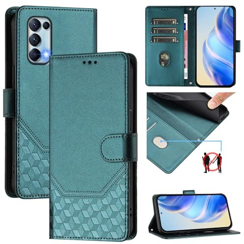 Galafu Hülle für Oppo Find X3 Lite Hülle, PU Leder Handyhülle mit RFID Schutz, Tasche Magnet Schutzhülle mit Standfunktion für Oppo Find X3 Lite, Grün